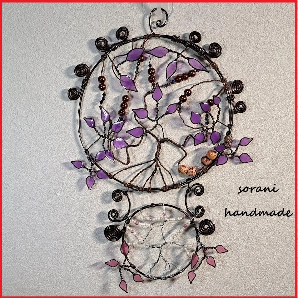 【降價】線材工藝 花環 2連 串珠壁飾 手工製作 的縮圖