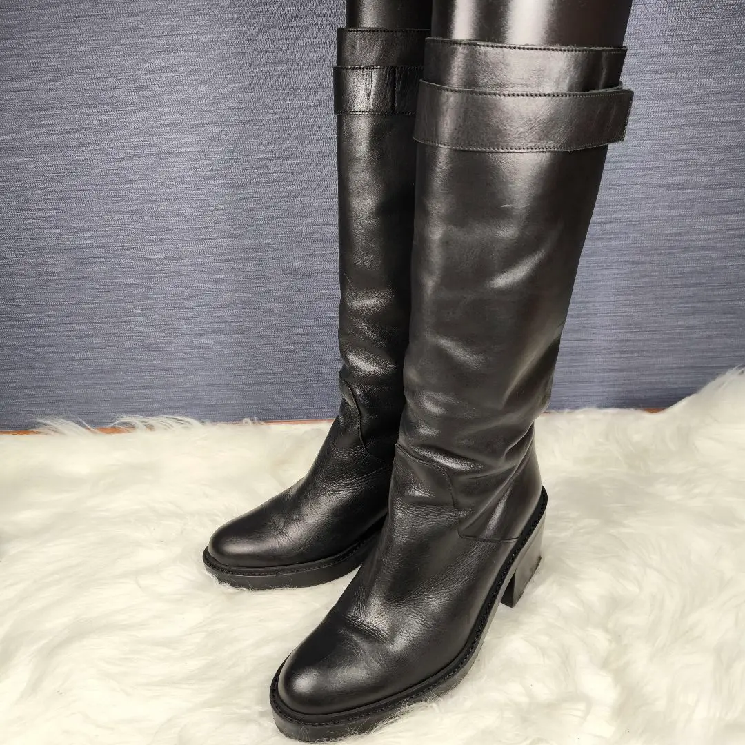 ヘルムートラング　ブラックレザーブーツ HELMUT LANG（ヘルムートラング）の「Helmut Lang Tall Cowboy