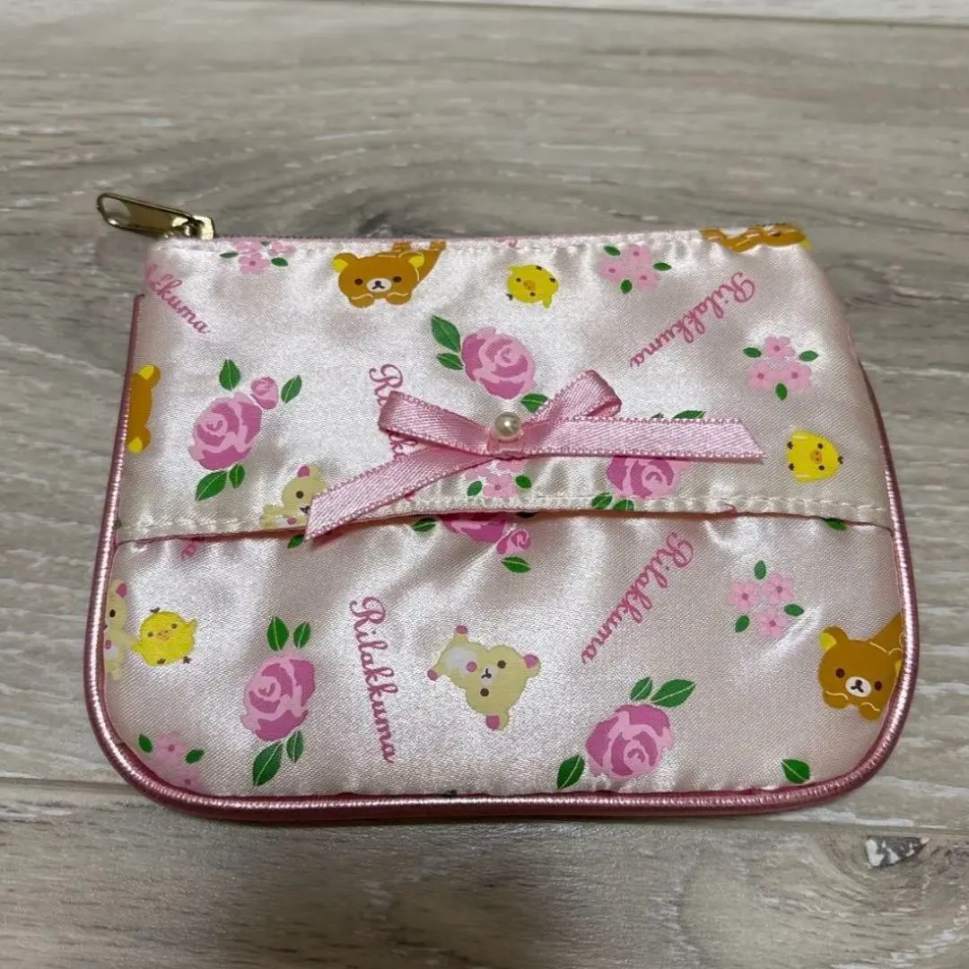 Thumbnail of Rilakkuma Rose Pattern Pouch Pink Cute Unused