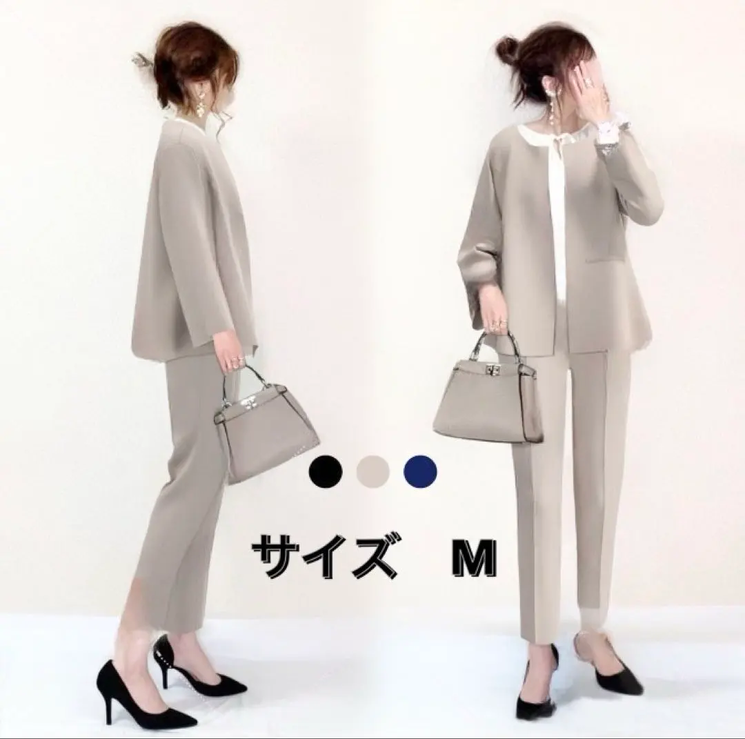 Thumbnail of Perfect for entrance exams and Shichi-Go-San! Elegant Mom's High-Quality Beige Pant Suit, Size M