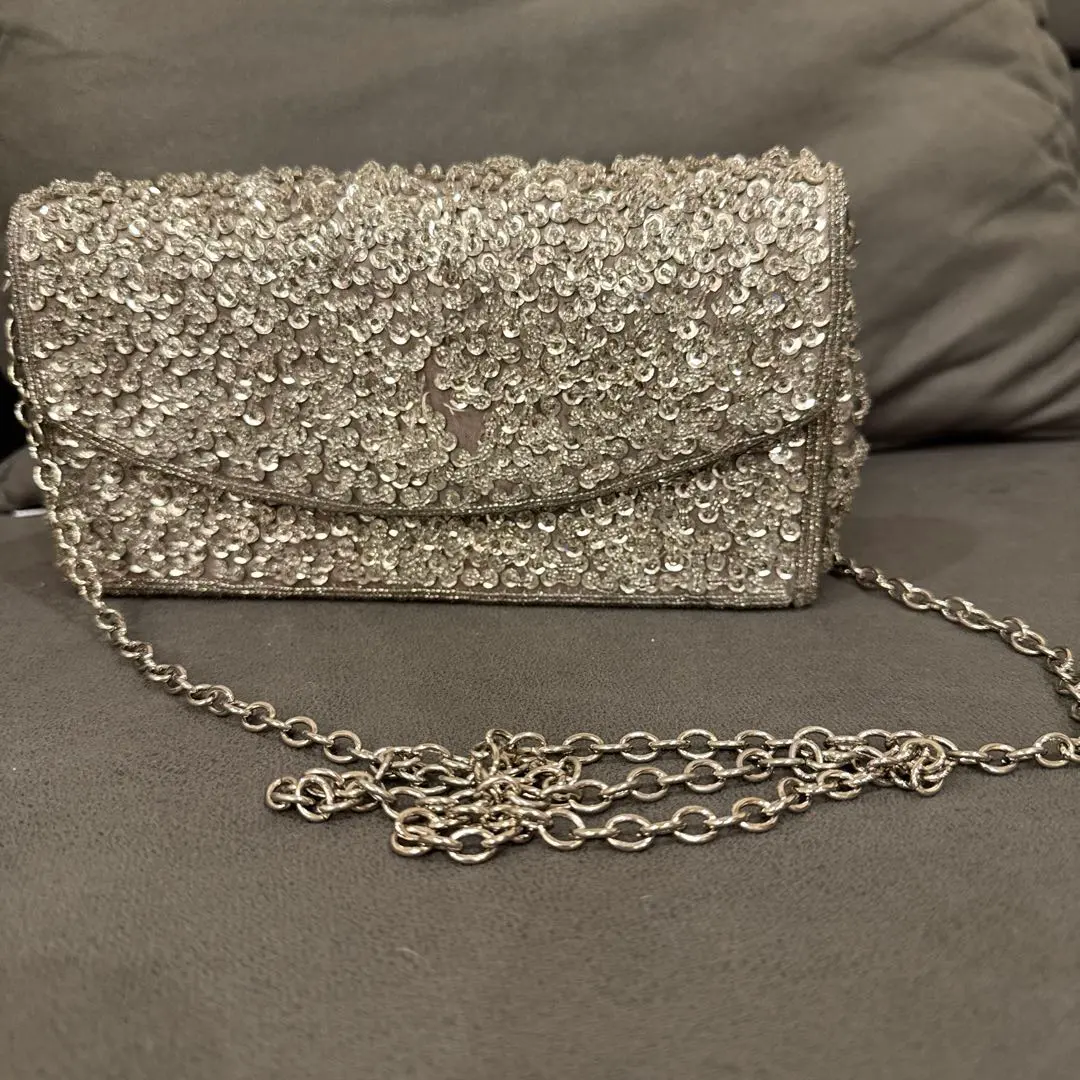 Thumbnail of Silver beaded party bag clutch bag chain bag