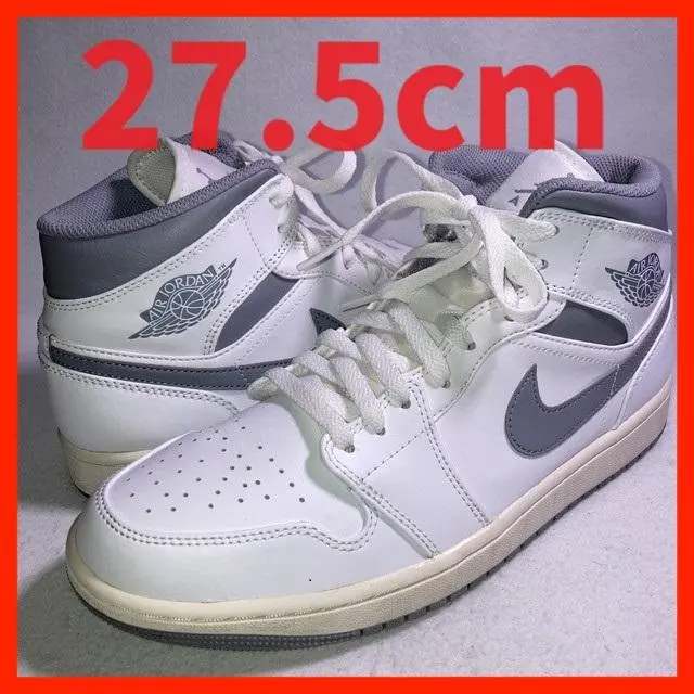 [美品] NIKE エアジョーダン1 MID　ステルス 楽天市場】NIKE AIR JORDAN 1 MID white/stealth 554724-135