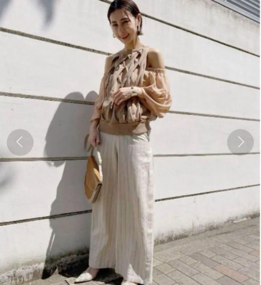 Thumbnail of Ameri VINTAGE Knit & Sheer Blouse Top Set Off Shoulder