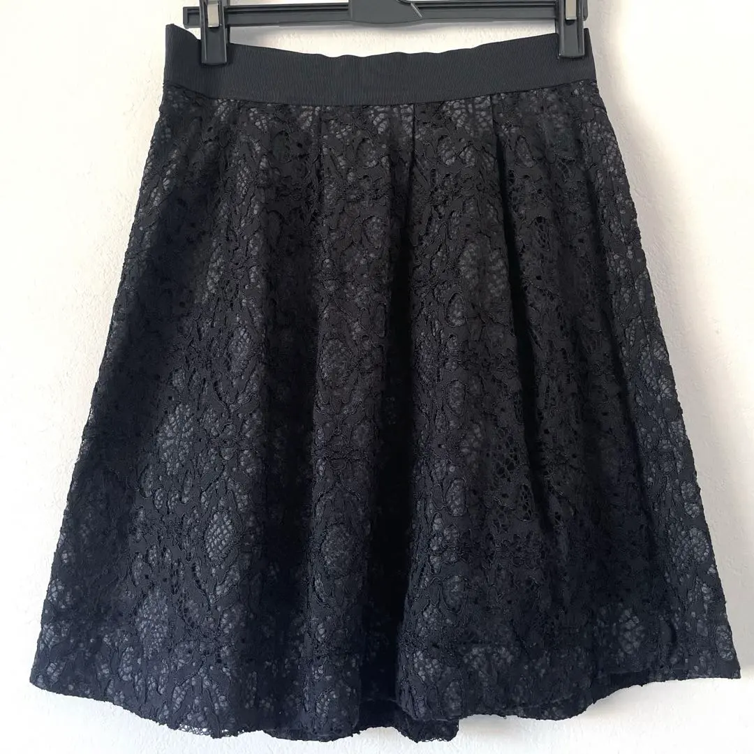 Thumbnail of PIANURA Black Lace Flare Skirt Size 38, M size, New with tags