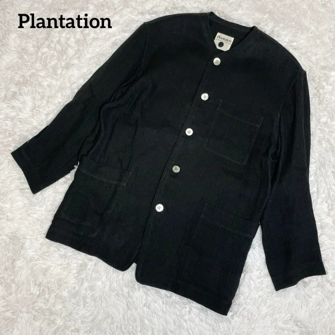 Plantation プランテーション ノーカラージャケット リネン100% Plantation（プランテーション）の「(N)リネンキャンバス