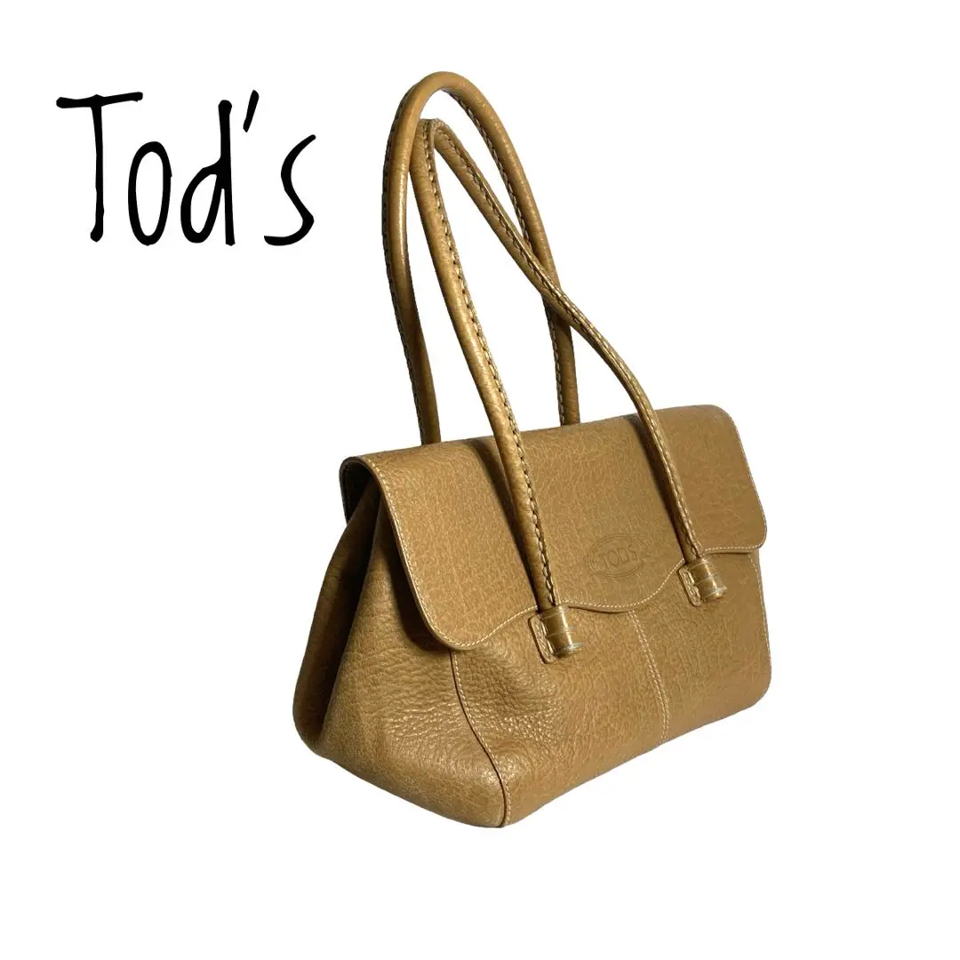 【良好】トッズ コーニッシュ　本革　ハンドバッグ ブラウンベージュ TOD'S - 良品 Todsトッズ クロコ型押し 2WAY ハンド ショルダー