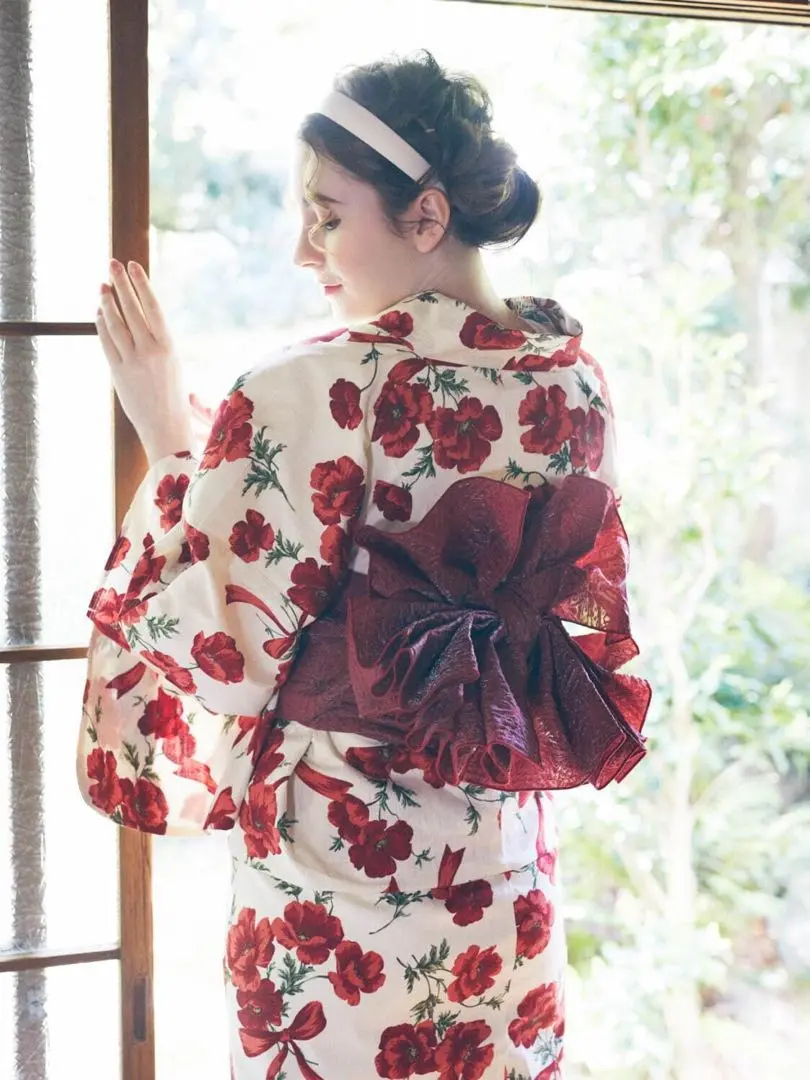 ミュゲリボン浴衣 新作 maison de fleur　新品未使用　ダークピンク メゾン ド フルール Maison de FLEUR ミュゲリボン浴衣 （ダーク