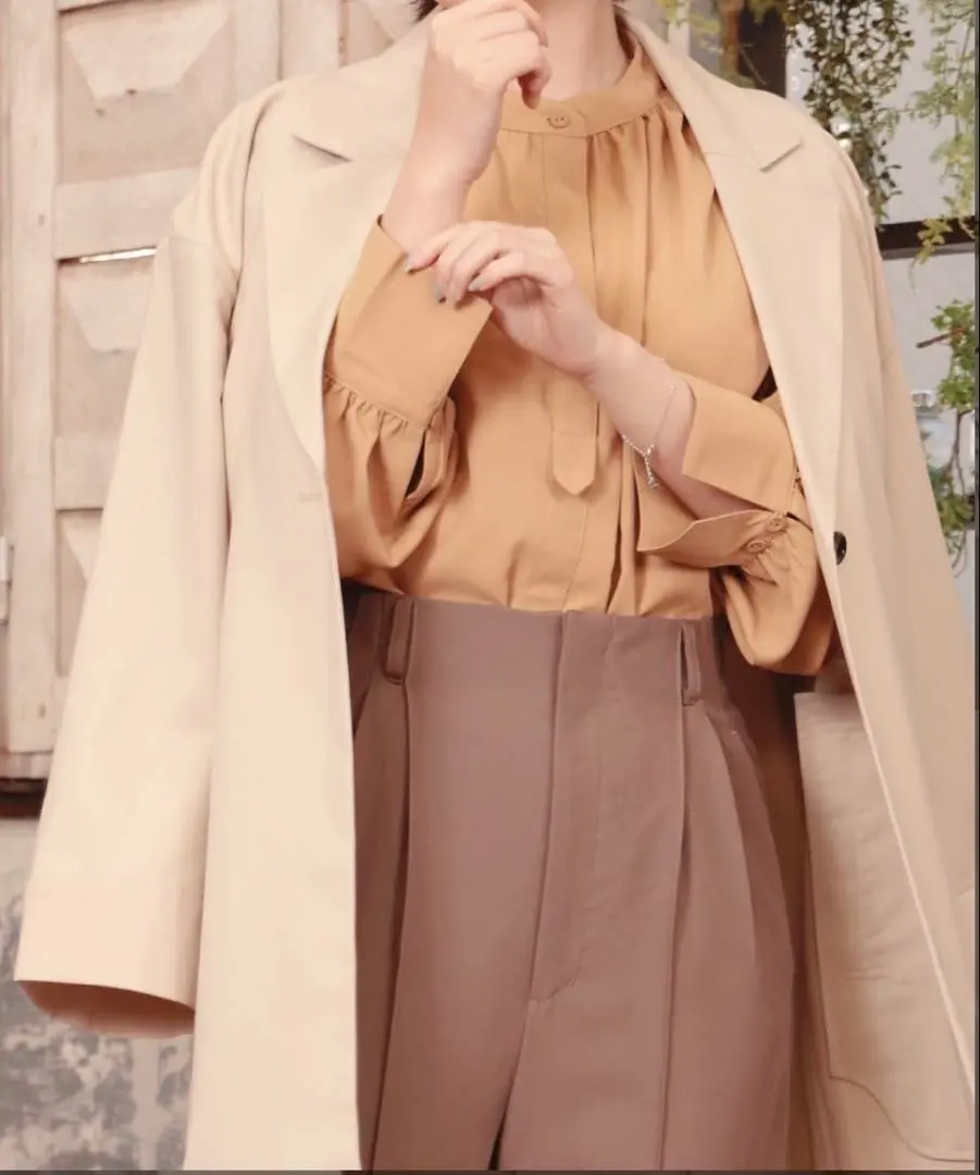 Thumbnail of is amulet. Stand Collar Line Blouse - Blue