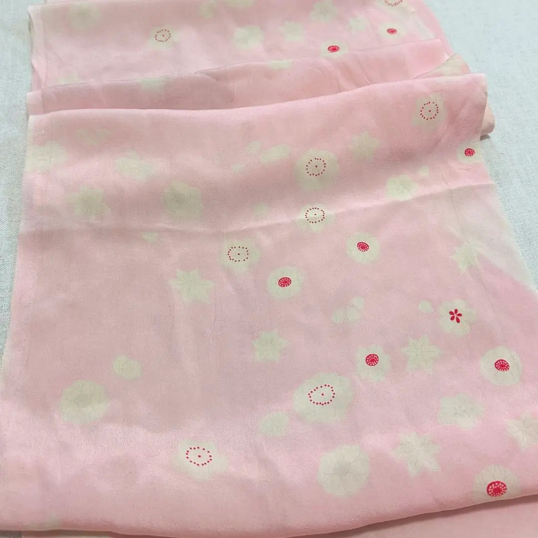 Thumbnail of Vintage Fabric Kinshasa Crepe Pink Nagajuban Remnant ③ 31 x 123cm
