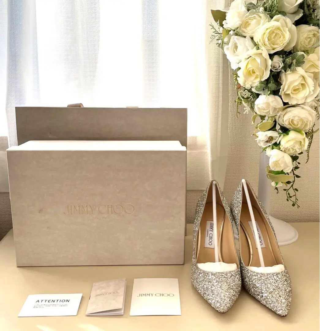 ジミーチュウ ROMY85 グリッター パンプス シルバー 美品 新品 JIMMY CHOO / ジミーチュウ | Romy 85 Champagne コース
