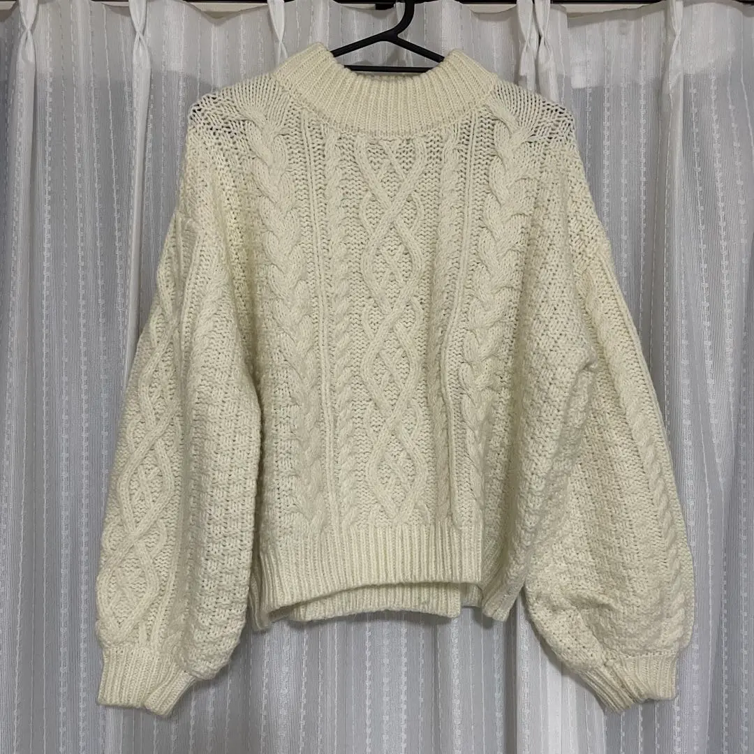 Thumbnail of White Cable Knit Sweater - oneway