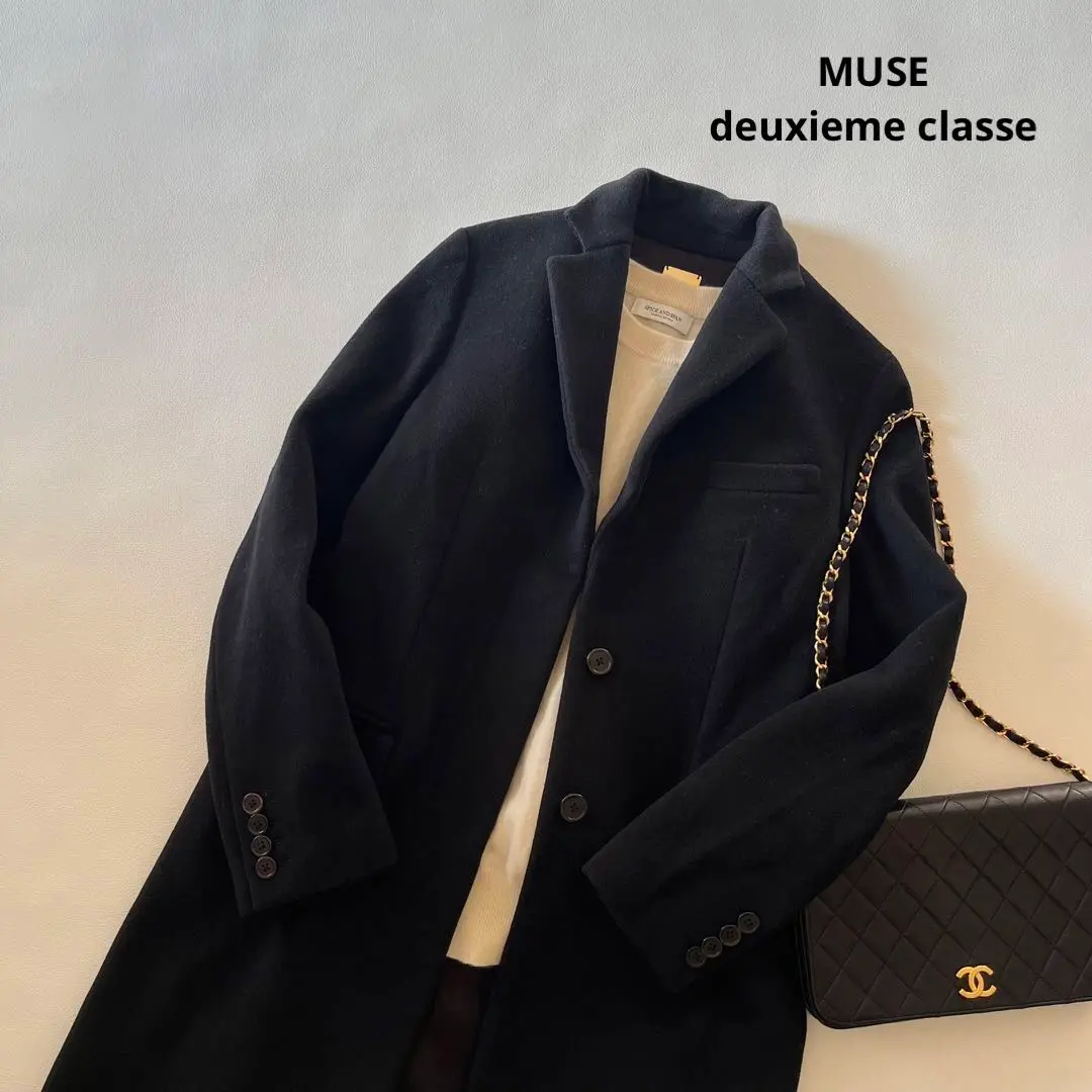 MUSE ドゥドゥーズィエムクラス黒 チェスターコート 2025年最新】MUSE de Deuxieme Classe レディース チェスター