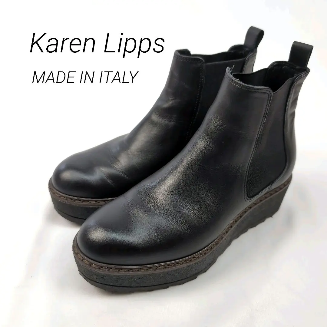 新品・未使用‼️Karen Lippsブラック サイドゴアブーツ KAREN LIPPS 【定価2.7万】カレンリップス Karen Lipps