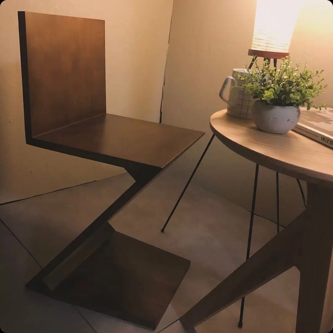 ジグザグチェア　ベージュ　リプロダクト　北欧家具 観賞用椅子 ジグザグチェア ZIG ZAG Chair サイドテーブル