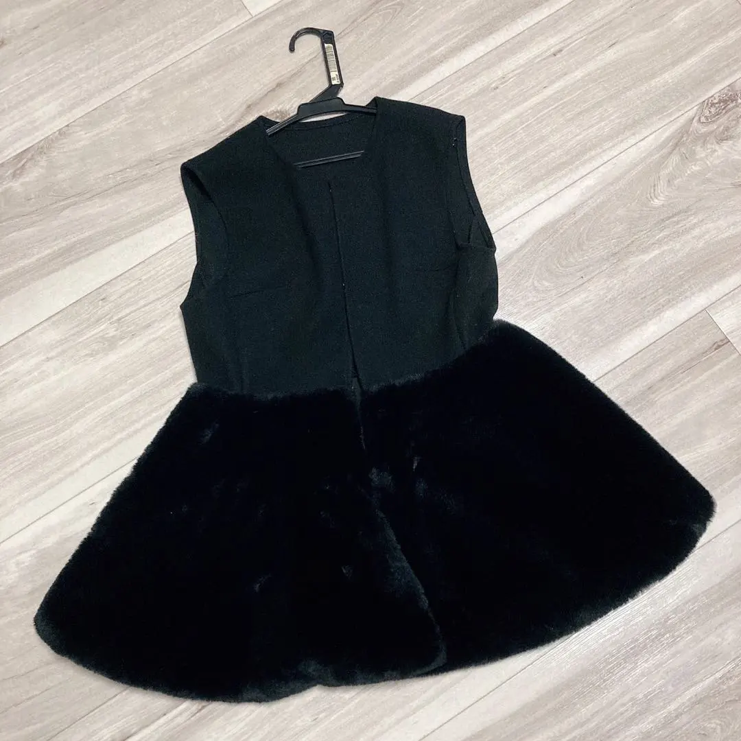 Thumbnail of Lajem Eco Fur Panel Peplum Gilet - Black