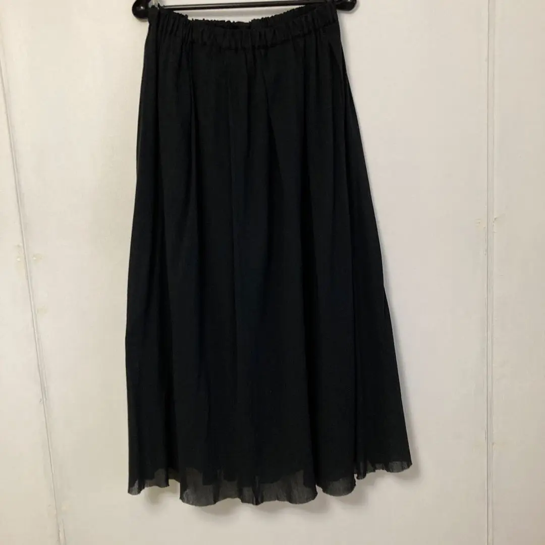 【美品】ミズイロインド〈日本製〉フィッシュテール　フレアライン　ロングスカート黒 美品】ミズイロインド〈日本製〉フィッシュテール フレアライン