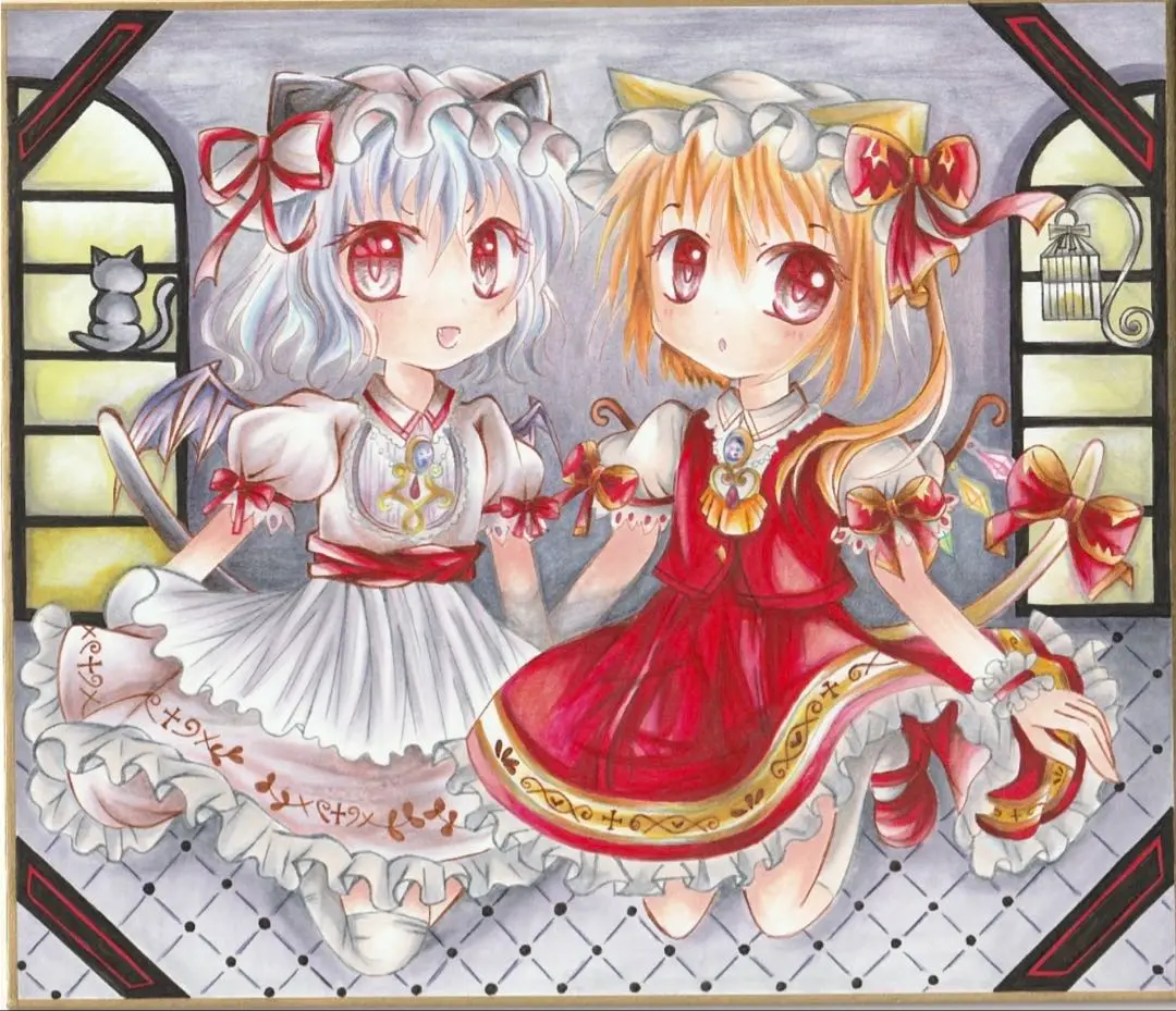 新品未開封　直筆　手描きオリジナルイラスト 色紙　レミリア　スカーレット 売り切り御免！】 新品未使用 直筆 手描きオリジナルイラスト