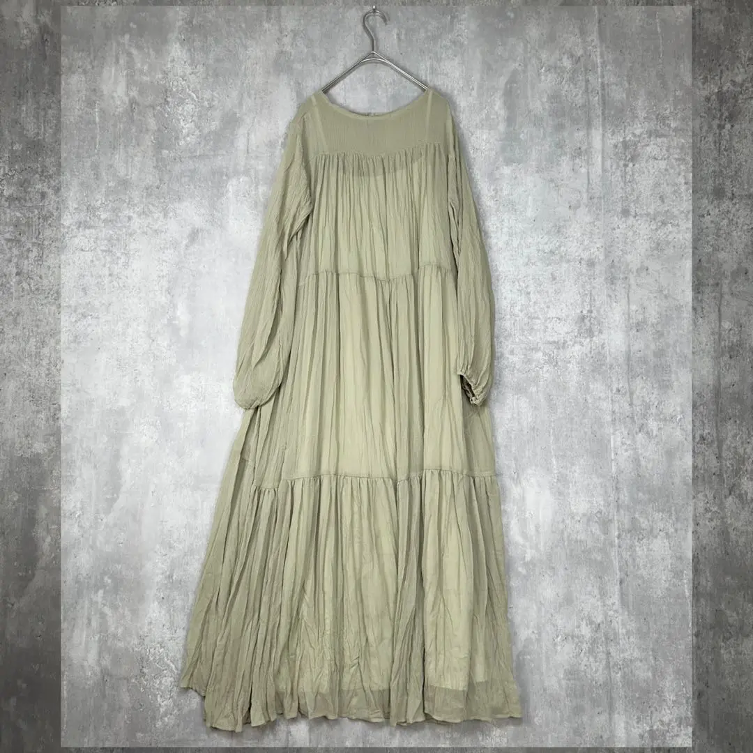 Thumbnail of ♪ Mite See-through One-piece Long sleeve Fluffy Khaki green With petticoat