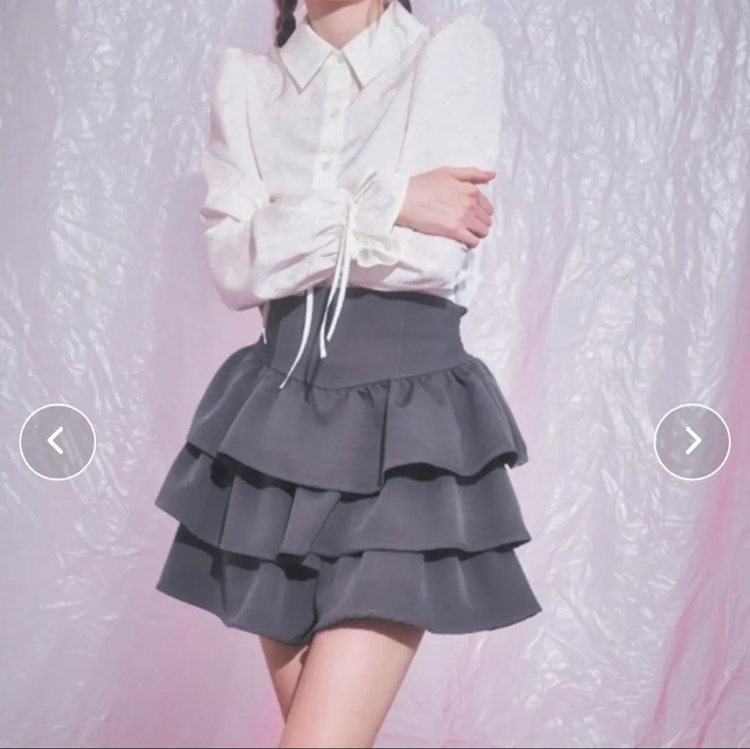-5kg三段フリルミニスカート(パンツ) ブラック S 量産型 Lovilyn 5kg三段フリルミニスカート(パンツ)（スカート）｜Lovilyn