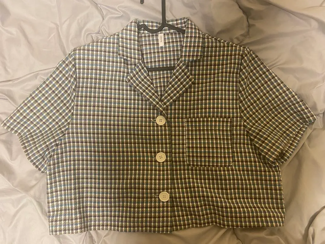 Thumbnail of Checkered Short-Sleeve Shirt, Brown & Blue