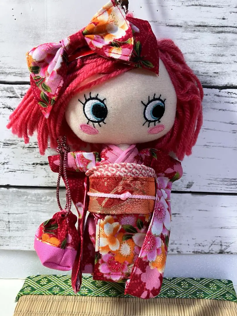 Thumbnail of Irummer Happy Doll Size Kimono - Cherry Blossom Full Bloom Pattern - Red