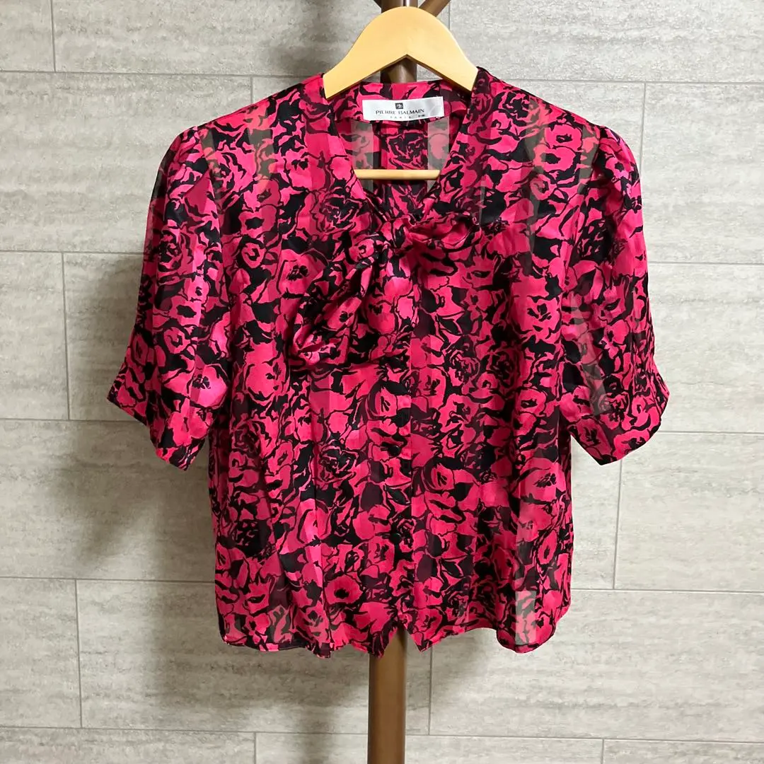 Thumbnail of Pierre Balmain floral print blouse, pink, made in Japan, size 40