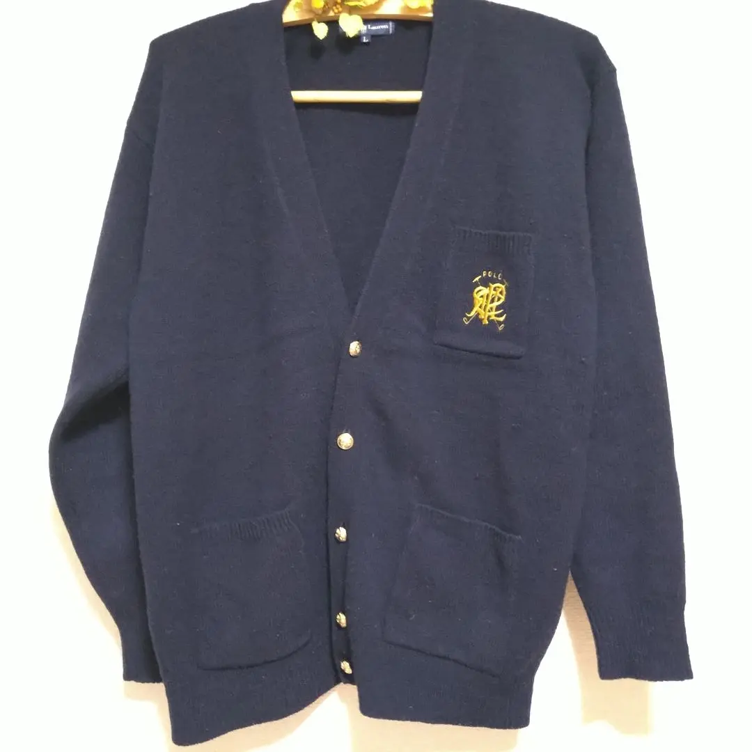 美品⭕️拉夫勞倫● 徽章針織衫●毛100% 金色鈕扣 的縮圖