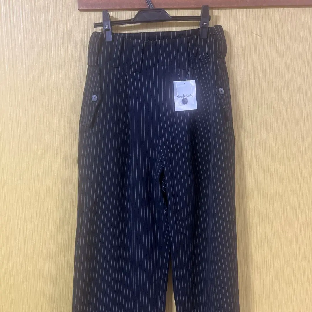 ブラック　seeksole ss stripe slacks L 即完売　新品 seeksole ss stripe slacks