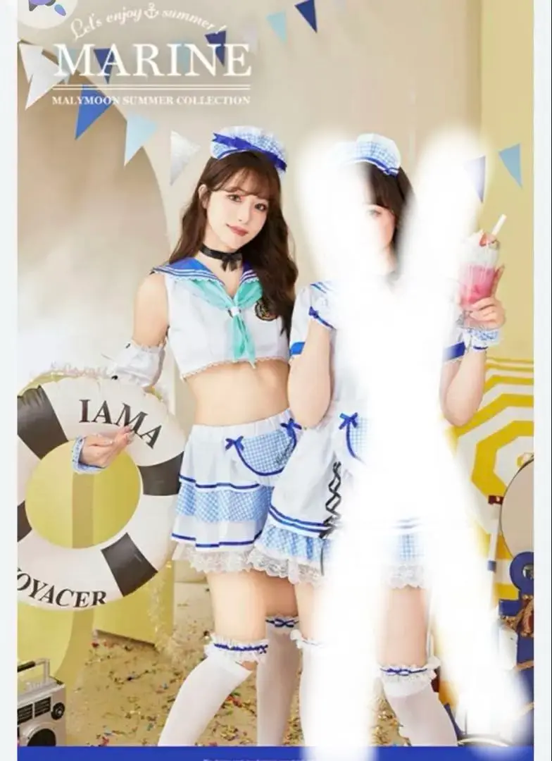 未使用タグ付きMalymoon マリームーン  水色 フリル リボン マリン衣装 Amazon.co.jp: [Malymoon] コスプレ #ババババンビ メイド