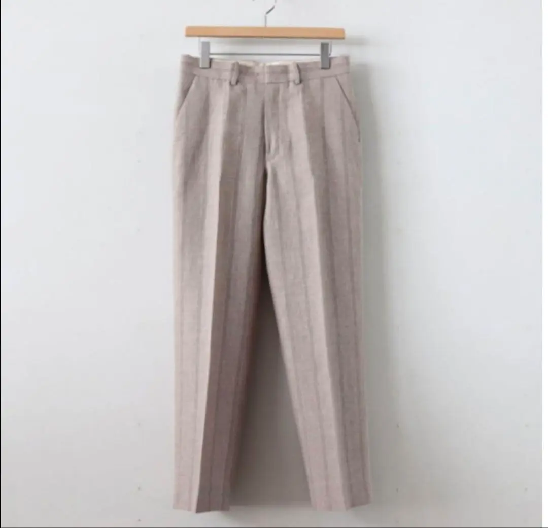 パンツ AURALEE LINEN WOOL SILK SHARK SLACKS Auralee SUPER FINE WOOL COTTON TWILL SLACKS - LIGHT BEIGE