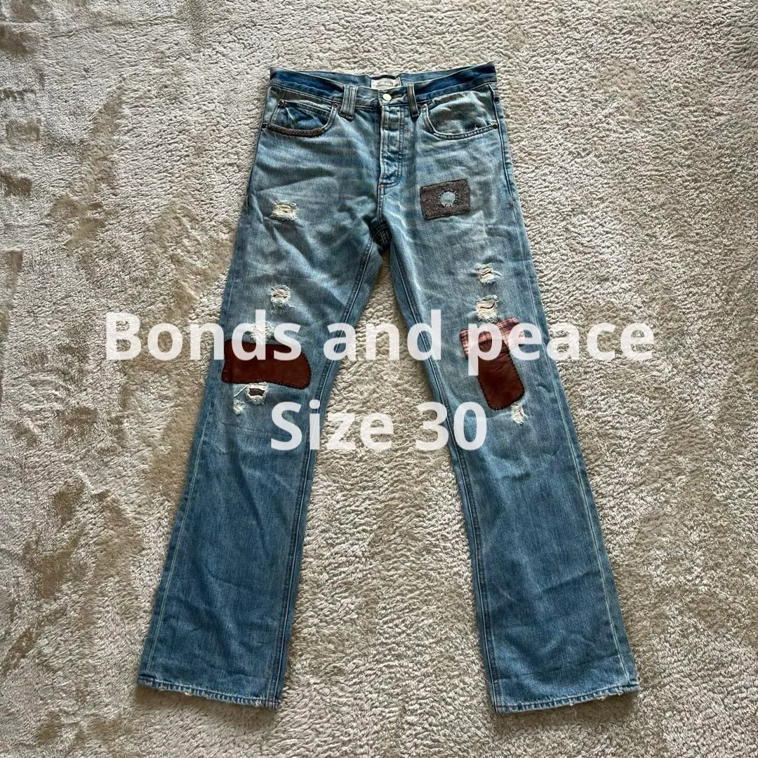 【BONDS &PEACE】ダメージデニムパンツ ライトブルー BONDS &PEACE】ダメージデニムパンツ ライトブルー - メルカリ