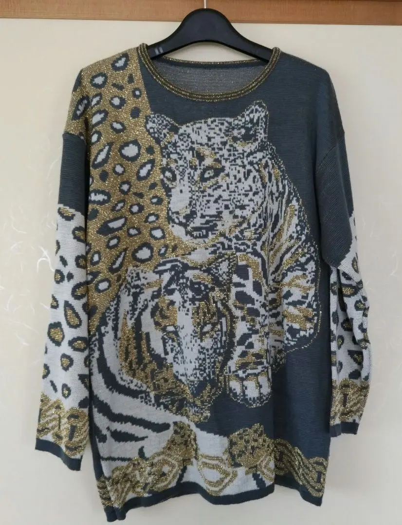 Thumbnail of Leopard and Tiger Knit Sweater Long Sleeve