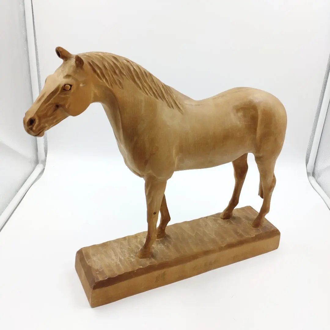 楠製 細工彫り『馬』一刀彫り置物 オブジェ 高さ22cm★時代物★ m44517021772_1.jpg?1750141125