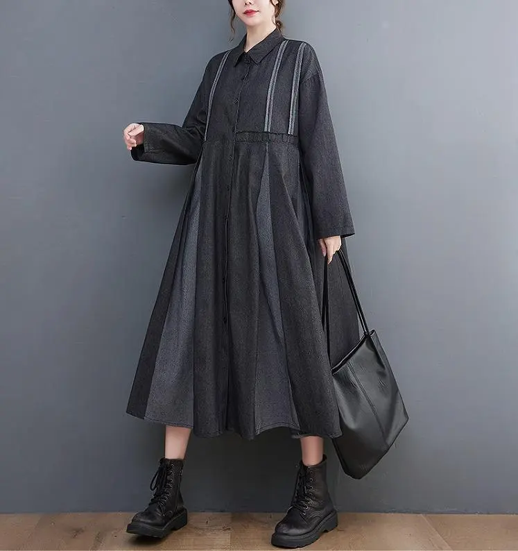 Thumbnail of Plus size women's autumn/winter dress long shirt long sleeve beautiful