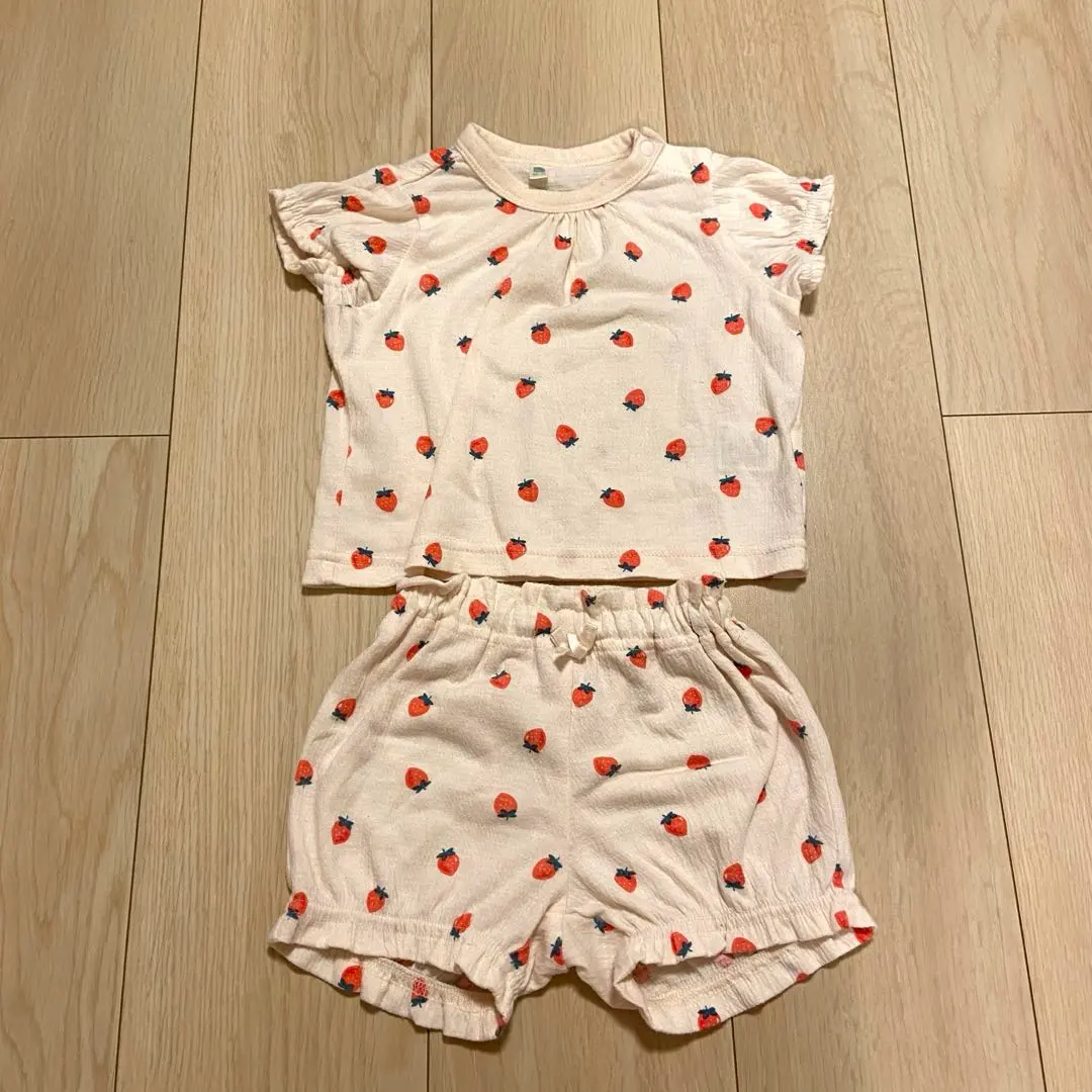 Thumbnail of Nishimatsuya Baby Clothes Short Sleeve Pajama Set, Strawberry Pattern