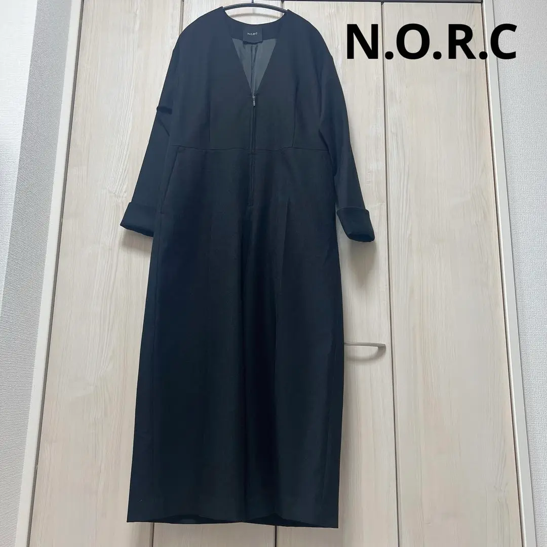タグ付き未使用品　N.O.R.C オールインワン　ブラック セール】リネンオックスオールインワン（つなぎ/オールインワン