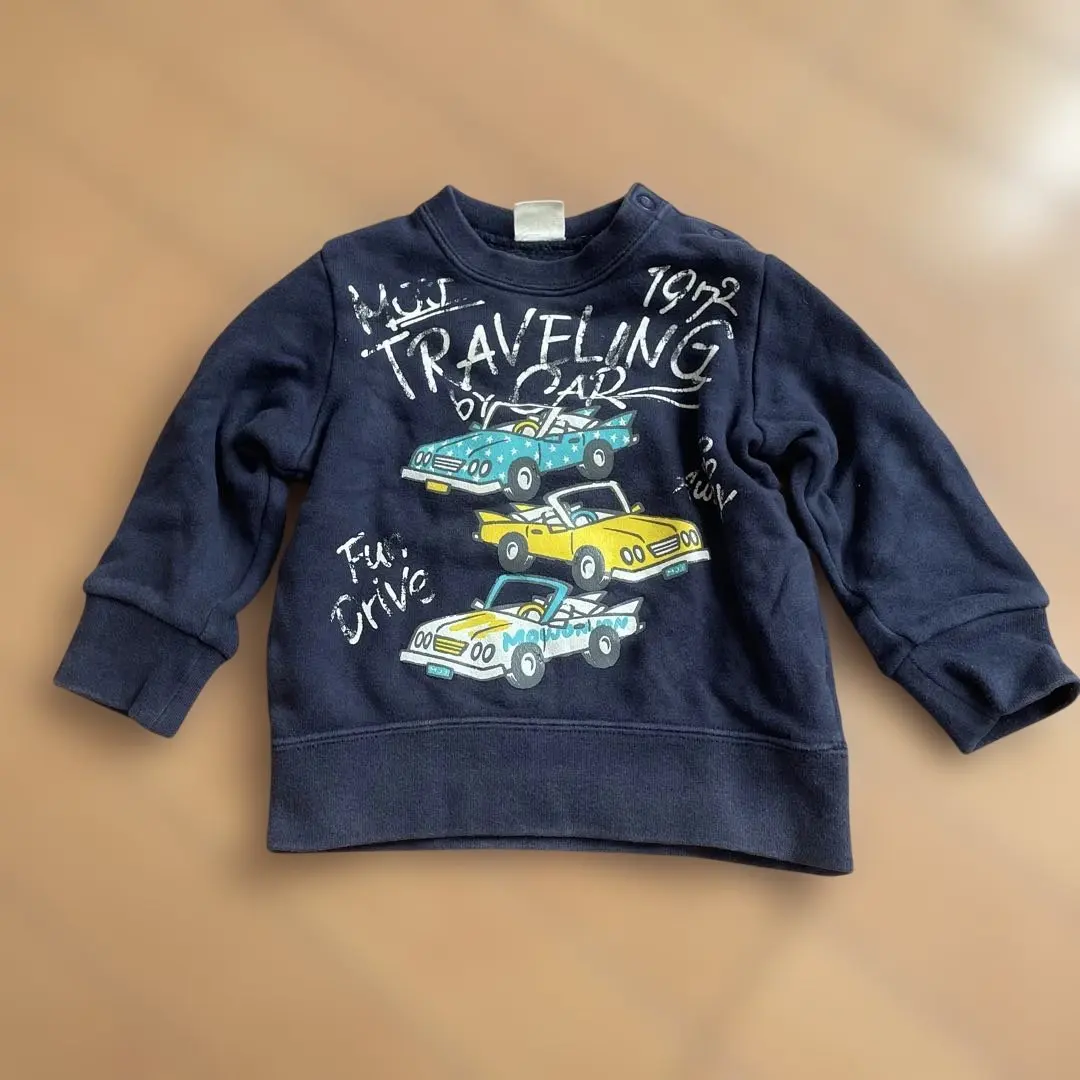 Thumbnail of Moujonjon Navy Car Design Back Print Sweatshirt 80cm