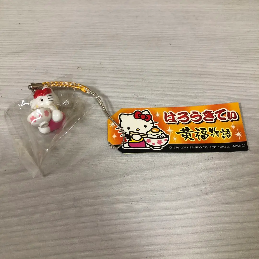 新品 日本限定　はろうきてぃ 黄福物語 根付け ご当地キティ　組紐　イエロー　D 新品 日本限定 はろうきてぃ 黄福物語 根付け ご当地キティ 組紐