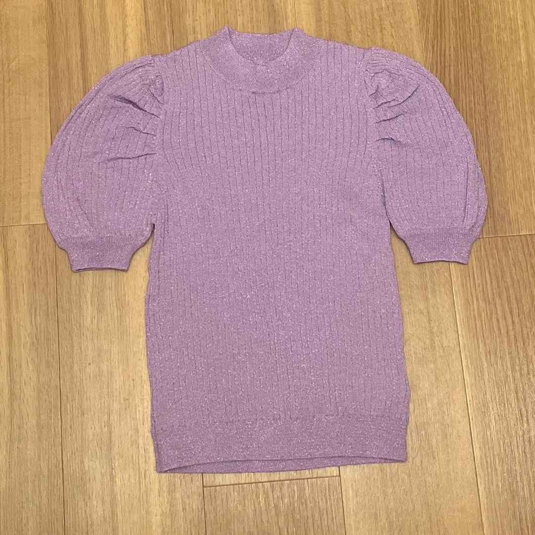 ジュエティ jouetie 泡泡袖閃亮針織上衣 夏季針織衫 短袖 的縮圖