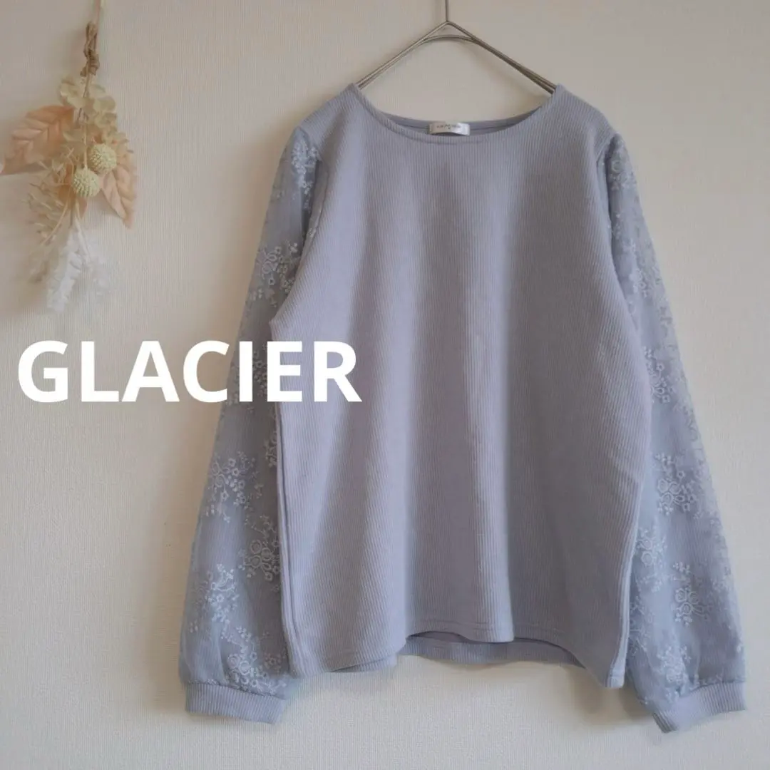Thumbnail of Gracia Embroidered Sleeve Tulle Pullover [M] Round Neck Volume Sleeves