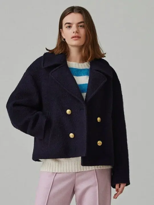 美品✨️マカフィー シープパイル ショートPコート ネイビー 金