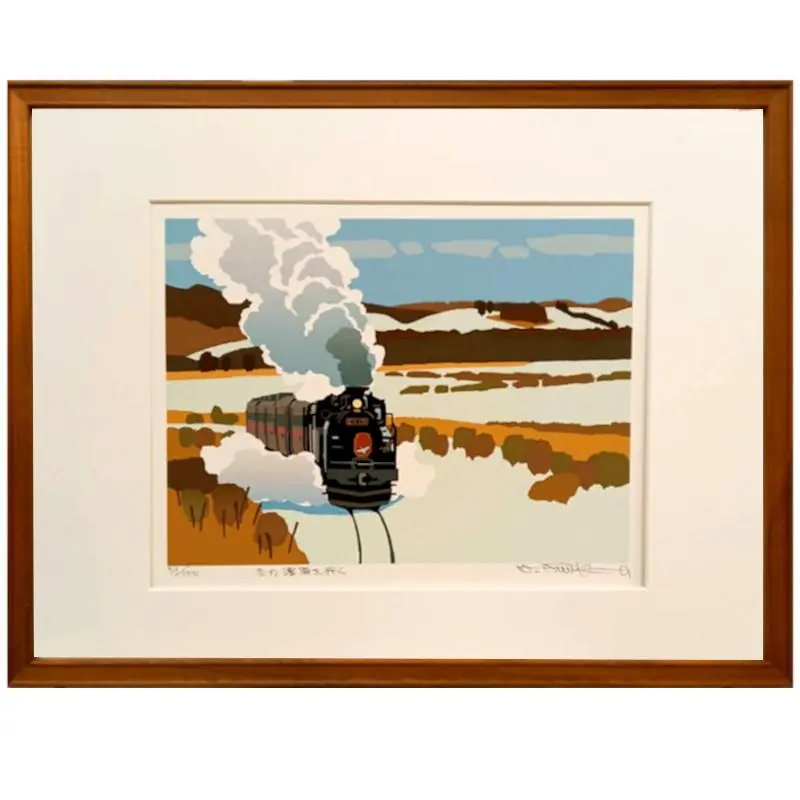 希少 藤倉英幸 菜の花の丘 シルクスクリーン 版画 45/150 藤倉英幸 『原生花園に』 シルクスクリーン - 北海道画廊
