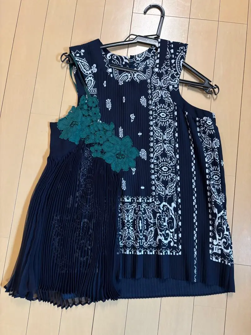 sacai - sacai ペイズリー柄プリーツ キャミソール レースの通販