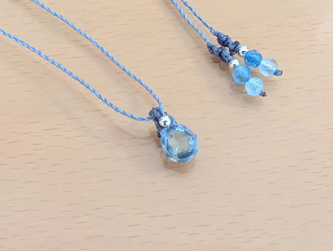 Thumbnail of Macrame Necklace with Moss Aquamarine