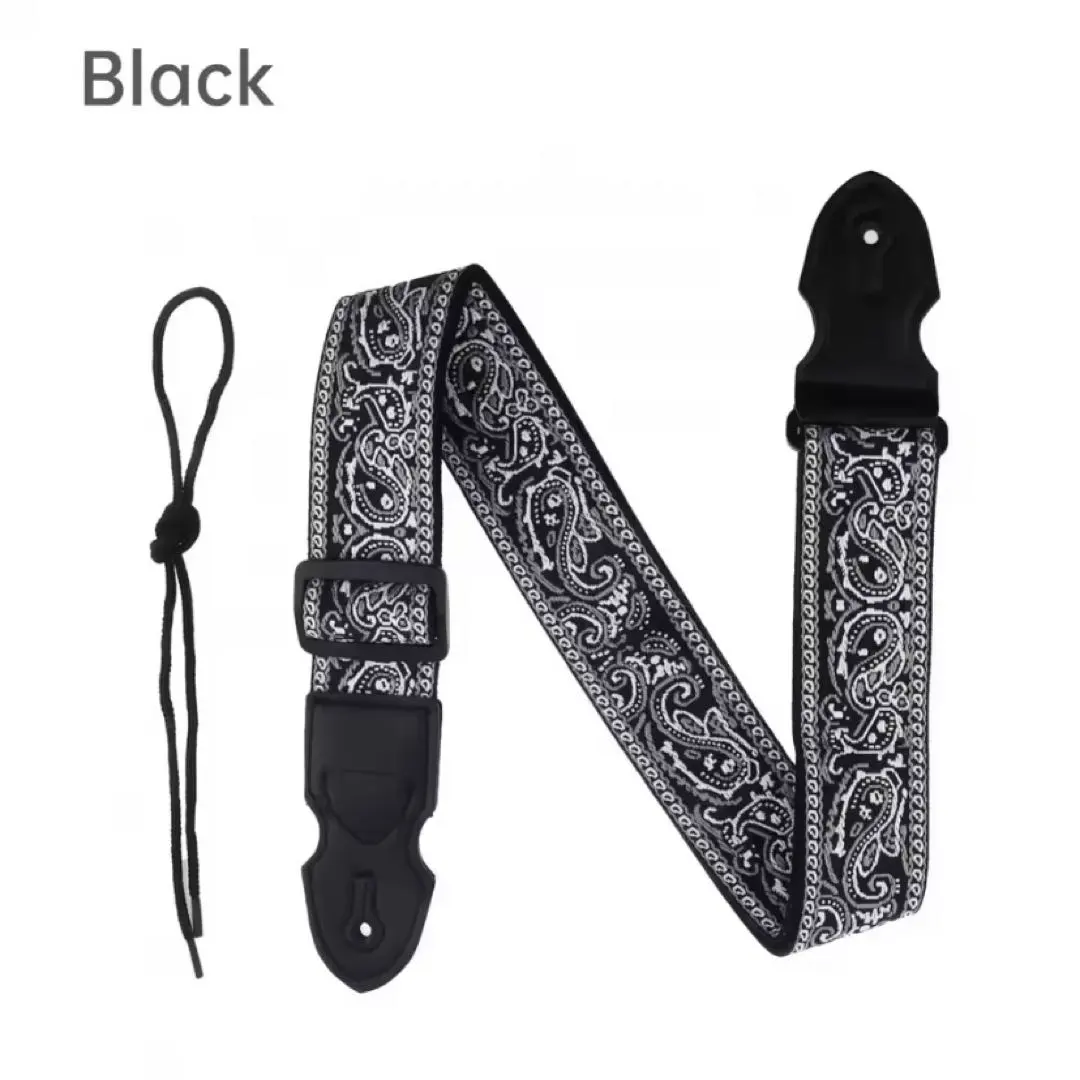 Thumbnail of Guitar strap, paisley pattern, black