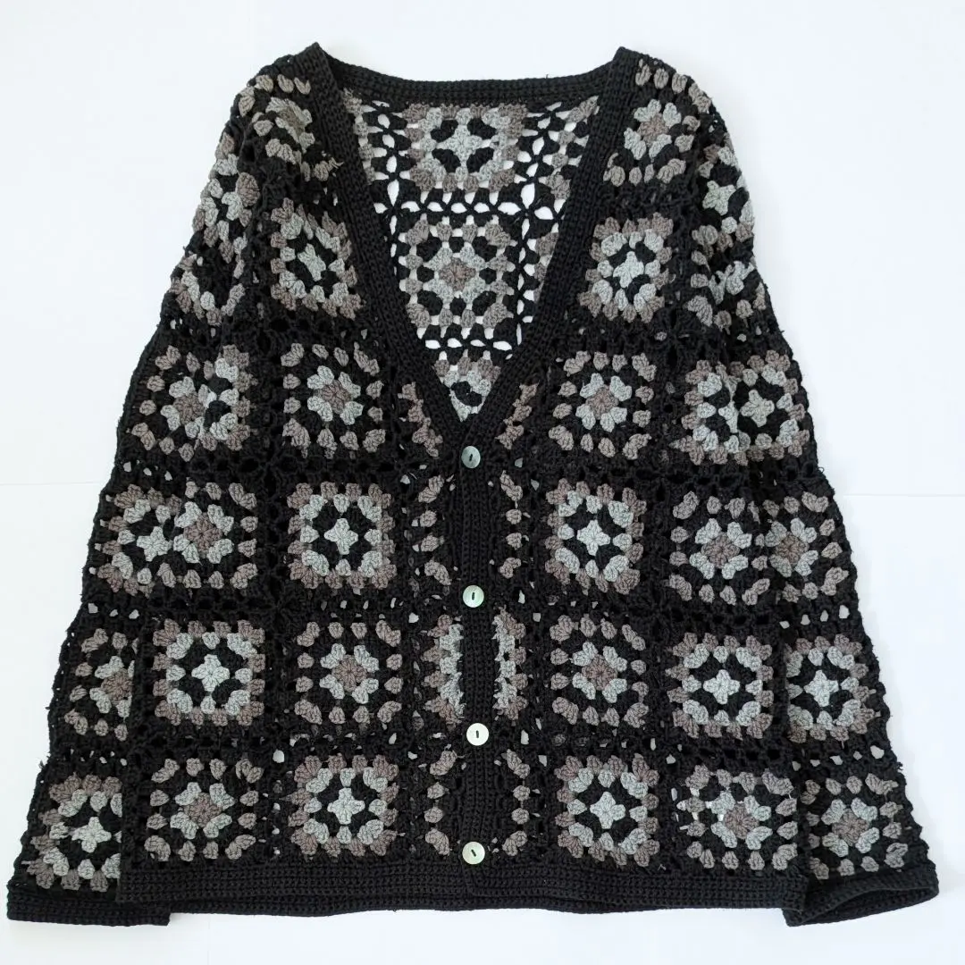 Thumbnail of HARE Hare Cro Share Knit Cardigan Long Sleeve Black