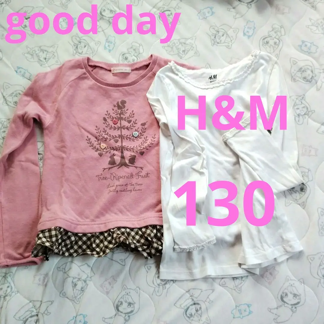 Thumbnail of 130 Cut and Sewn Tops, Set of 2, Pink and White, Soft, Stretchy Material