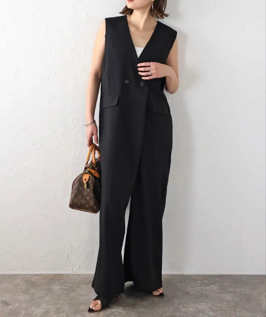 Thumbnail of New Bonjour Sagan Front Button Linen-like Jumpsuit bl