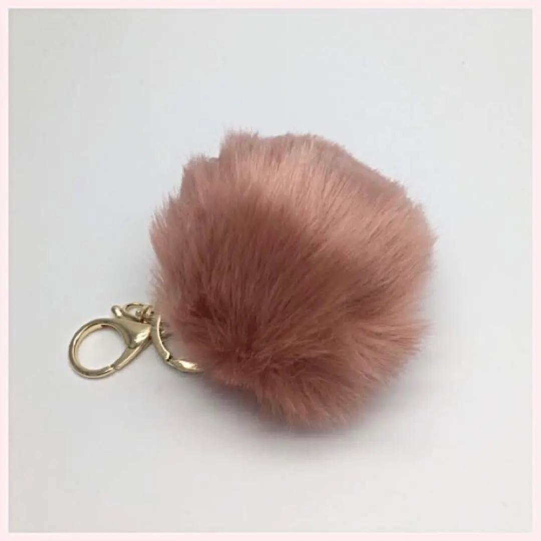 庫存處理新品☆毛球吊飾鑰匙圈 紅酒色 的縮圖