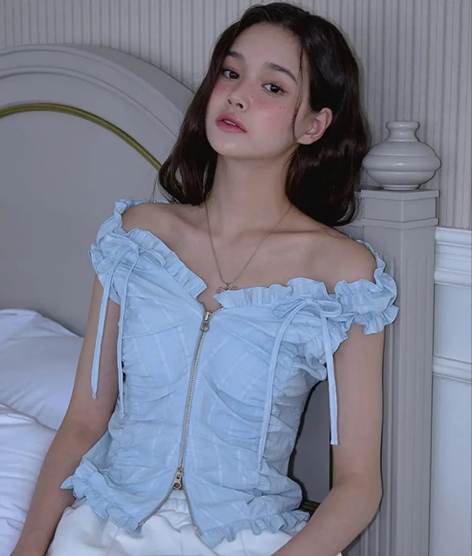 ★Rose Frantz★ Frill Shirring Sleeveless (3色) Frill Shirring Sleeveless [Black] - 로제프란츠